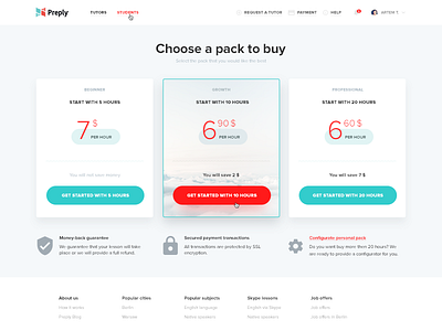 Pricing Table buy lessons plan preply pricing table teacher ui ux visual design