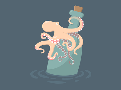 Оctopus on a bottle. blue bottle climbing cute cuttlefish design drawing graphic design illustration octopus sea ​​ocean tentacles vector ​​ocean