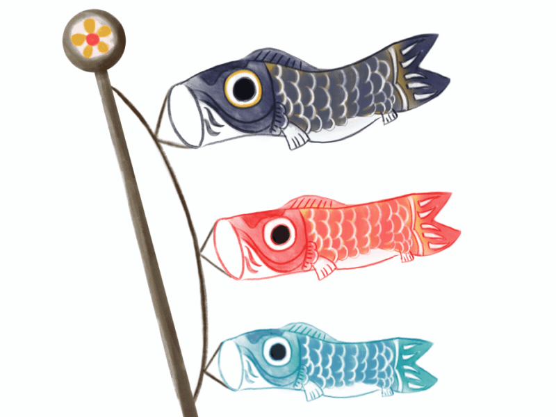 Dribbble! Happy Children's Day！！ carp damo japan koinobori lucky painting