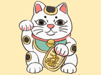 LUCKY CAT 【日本文化特選ステッカー】 cat japan lucky painting