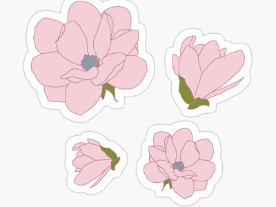 Magnolia stickers graphic design illustration