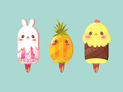 Cute Ice Pops illustrations animal popsicle animals ice cream clipart ice cream ice pops illustration popsicle popsicle clipart