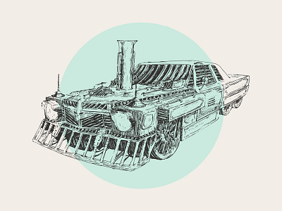 Steam punk automobile car drawing engine graphic punk retro sketch speed steam transport vintage