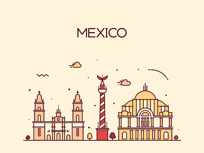 Mexico city architecture art city cityscape horizon landscape line linear mexico panorama silhouette skyline