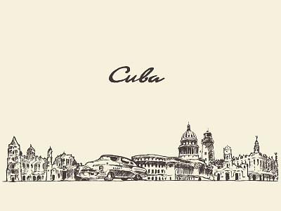 Cuba architecture city cityscape cuba draw drawing horizon landscape panorama silhouette sketch skyline