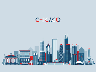 Chicago architecture building chicago city cityscape flat horizon landscape panorama silhouette skyline style