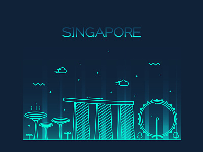 Singapore skyline architecture art city cityscape horizon landscape line linear panorama silhouette singapore skyline