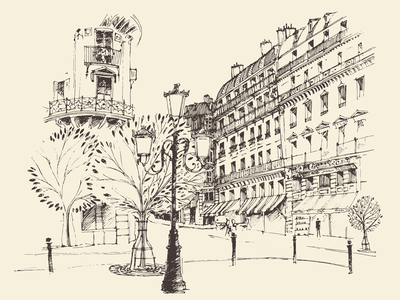 Sketch Paris Street Shopping ❤ Cartoon « Cartoon A Day