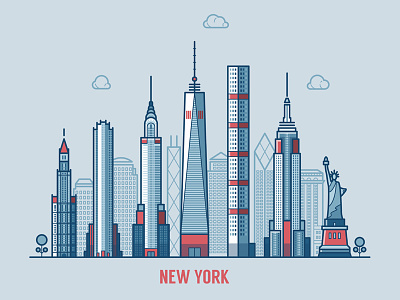 New York america city cityscape flat illustration linear new skyline united states urban usa york