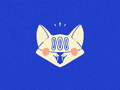 Excited fox! animal blue cat dog fox front head line linear logo logotype wildlife