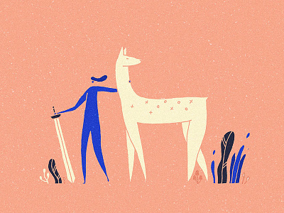 Follow me adventure animal art cartoon cute deer design girl illustration magic myctic nature pink print sword warrior