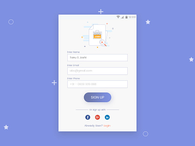 Signup app design blue app job portal signup mobile app design signup ui