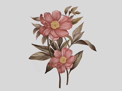 Digital Flower Watercolor hand-painted