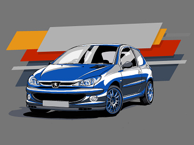 Peugeot 206 illustration car car illustration drawing hand drawn illustration