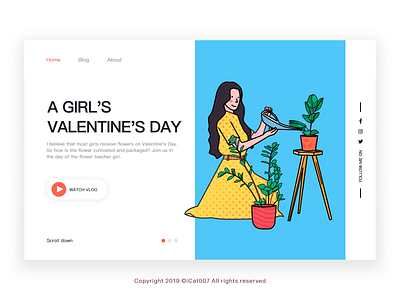 A girl's Valentine's Day 2019 branding illustration
