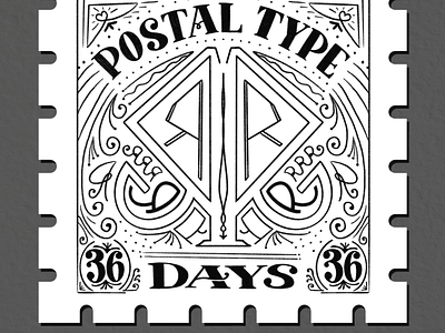 Postal Type, R: 36 Days of Type 36 days of type alice in wonderland alphabet black and white design hand lettering handtype illustration letter r lettering lettering art lettering artist procreate type typography