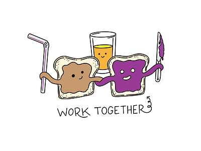 Work Together cartoon doodle drawing food food and drink hand writing jam jelly jif lettering make friends peanut butter procreate work together
