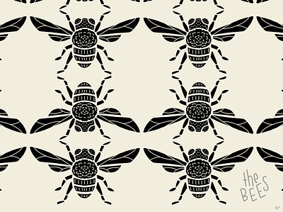 The Bees animals bees branding bug design honey bee illustration insect pattern procreate repeat repeat pattern seamless surface design