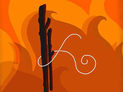 Two twigs of Kindling fire flame hand lettering kindling lettering twig