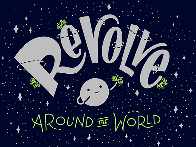 Revolve, like the Moon bicycles bike cosmos hand lettering lettered lettering moon poster print space stars