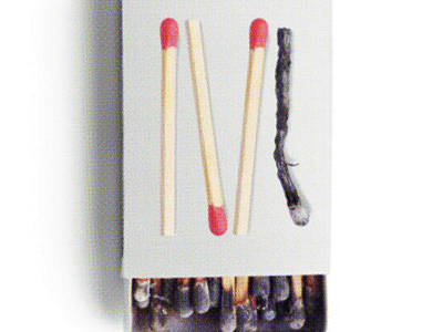 Dear M, don’t burn out. Love, N. alphabet dimensional type handtype lettering match box matchbook matchbox matches n typography