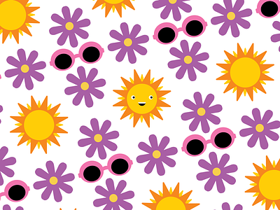 Summer Sun Pattern design flowers icon icon system icons shades sun sunglasses vector