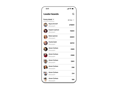 Leaderboards example for gaming app design casino design gaming ui ux