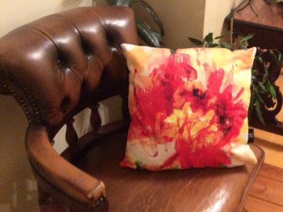 Orange Flower cushion acrylic art brushstrokes craft cushion flower hand orange painting