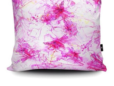 Pink Flower Cushion brushstrokes cushion hibiscus painting pattern surface design watercolour