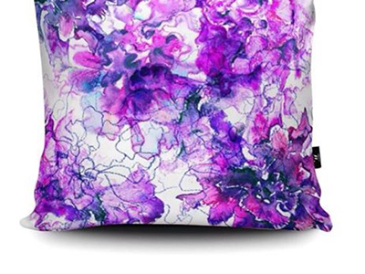 Purple Flower Cushion brushstrokes cushion painting pattern purple flower surface design watercolour