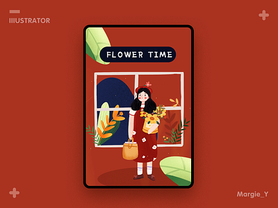 Flower Time art color design flower girl illustrations painting plant