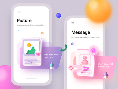 C4D_ Onboarding with 3D 3d app branding c4d data design illustration interface mobile onboarding pink