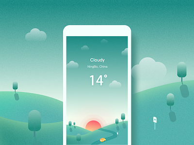 Weather&Cloudy app illustration mobile spring trip ui weather
