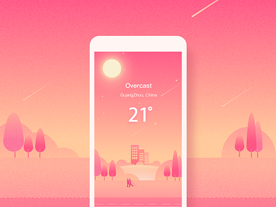 Weather&Overcast app illustration mobile pink ui weather
