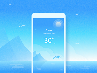 Weather&Sunny app blue illustration mobile sea sunny ui weather