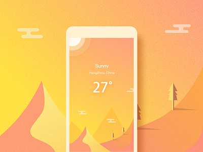 Weather& Desert app desert illustration mobile ui weather yellow
