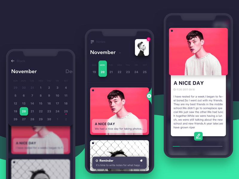 Diary app by Margie_Y on Dribbble