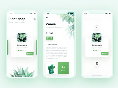 Plant Shop app green interface plant shop ui