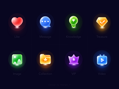 Colorful Icons_black app collection design file icons image knowledge like message treasure ui video vip
