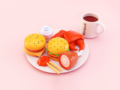 C4D Food 3d c4d design food hamburger illustration