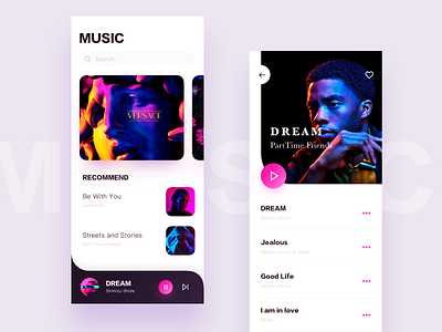 Music Player&Albums app clean design interface mobile music player ui