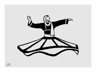 Tannoura dancer design folklore illustration logo mark oriental painting