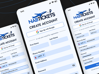 NABTICKETS - Sign Up Page app branding design graphic design illustration logo mobile registration ui ux vector