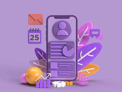 3D mobile illustration for UI projects