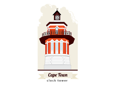 Cape Town | Clock Tower building cape town city clock tower illustration vector