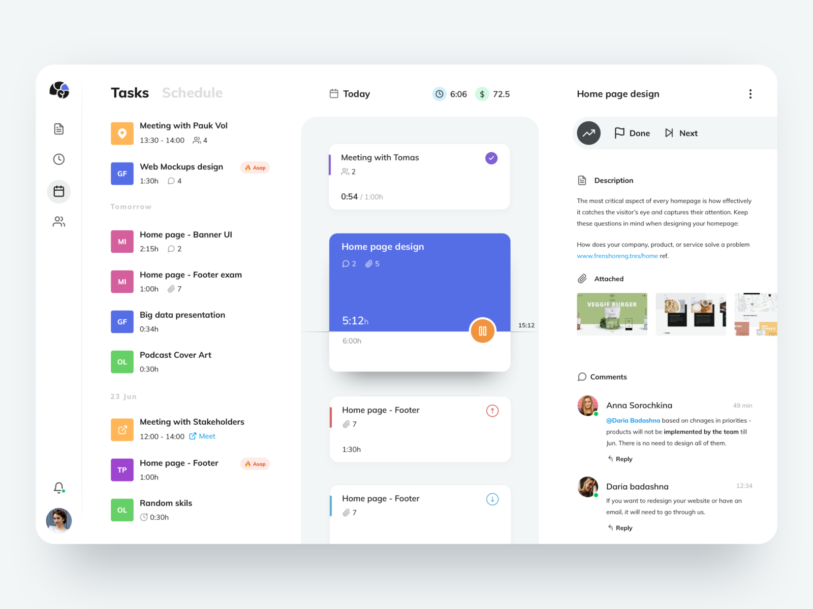 Project management app by Roman on Dribbble