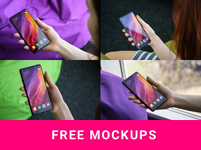 Girl Holding Xiaomi Mi Mix 2 - Free Mockups android device free mimix2 mobile mockup pack phone photoshop xiaomi