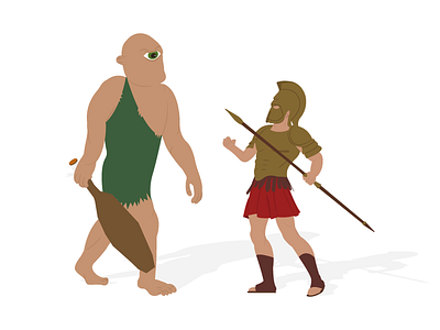 Odysseus & Cyclops adobe characters cyclops design graphic design greek illustration illustrator myth odysseus shadows