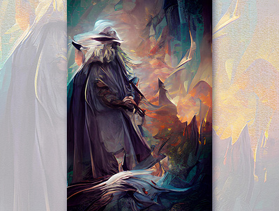 Gandalf the gray artist character design concept graphic lotr nft the hobbit wizard