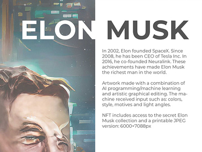 ELON MUSK abstract ai artwork elon musk graphic design inspiration machine learning nft print